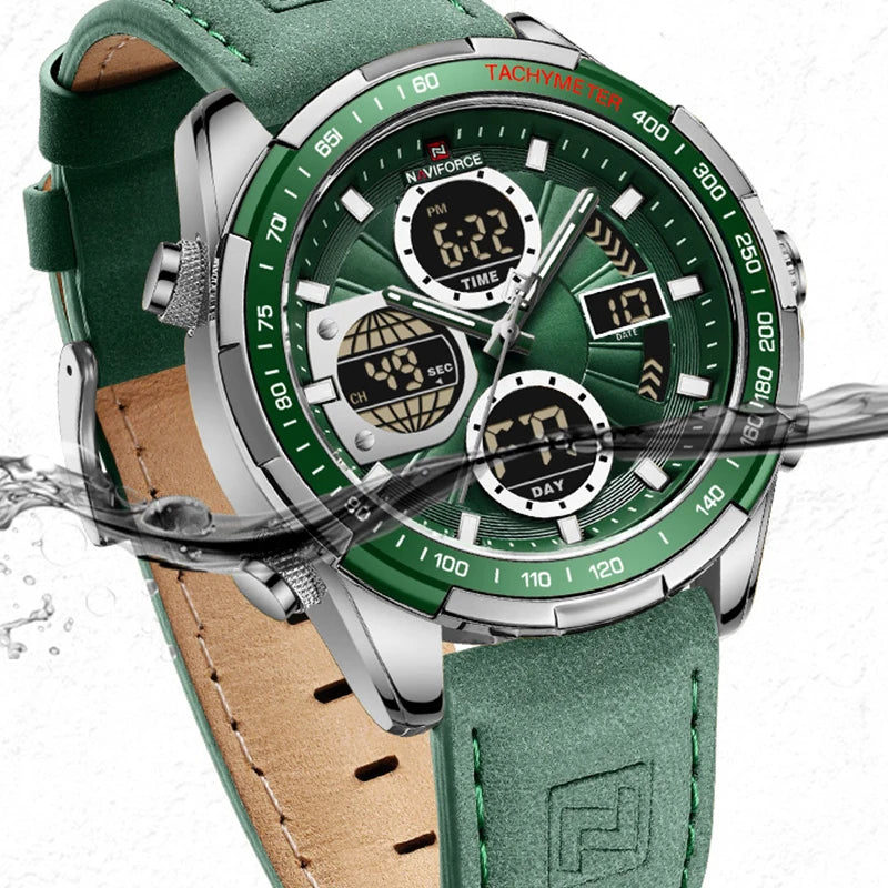 NAVIFORCE Top Military Quartz Watches for Men Luxury Sports Chronograph Watch Waterproof Clock Leather LED Digital WristWatch-EXPROTAS