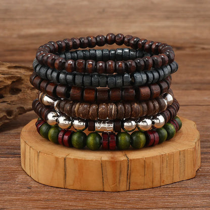 10Pcs Vintage Bohemia Men's Bracelets Stylish Leaves Wristwear Jewelry