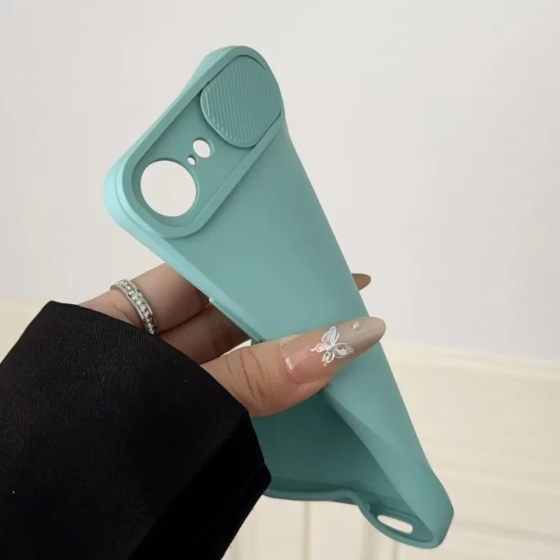 iPhone 11-16E Pro Max Plus Mini TPU Case Slide Camera Cover Shockproof Soft