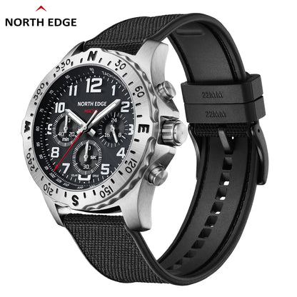 NORTH EDGE 2025 MACH 2 Men's Watches Solar Power 316 stainless steel Case Quartz Watch For Men Pilot Waterproof 50M Stopwatch-EXPROTAS