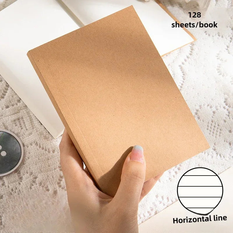 A6 Pocket Notebook 256 Pages Lined Notepad Journal Kraft Paper Cover