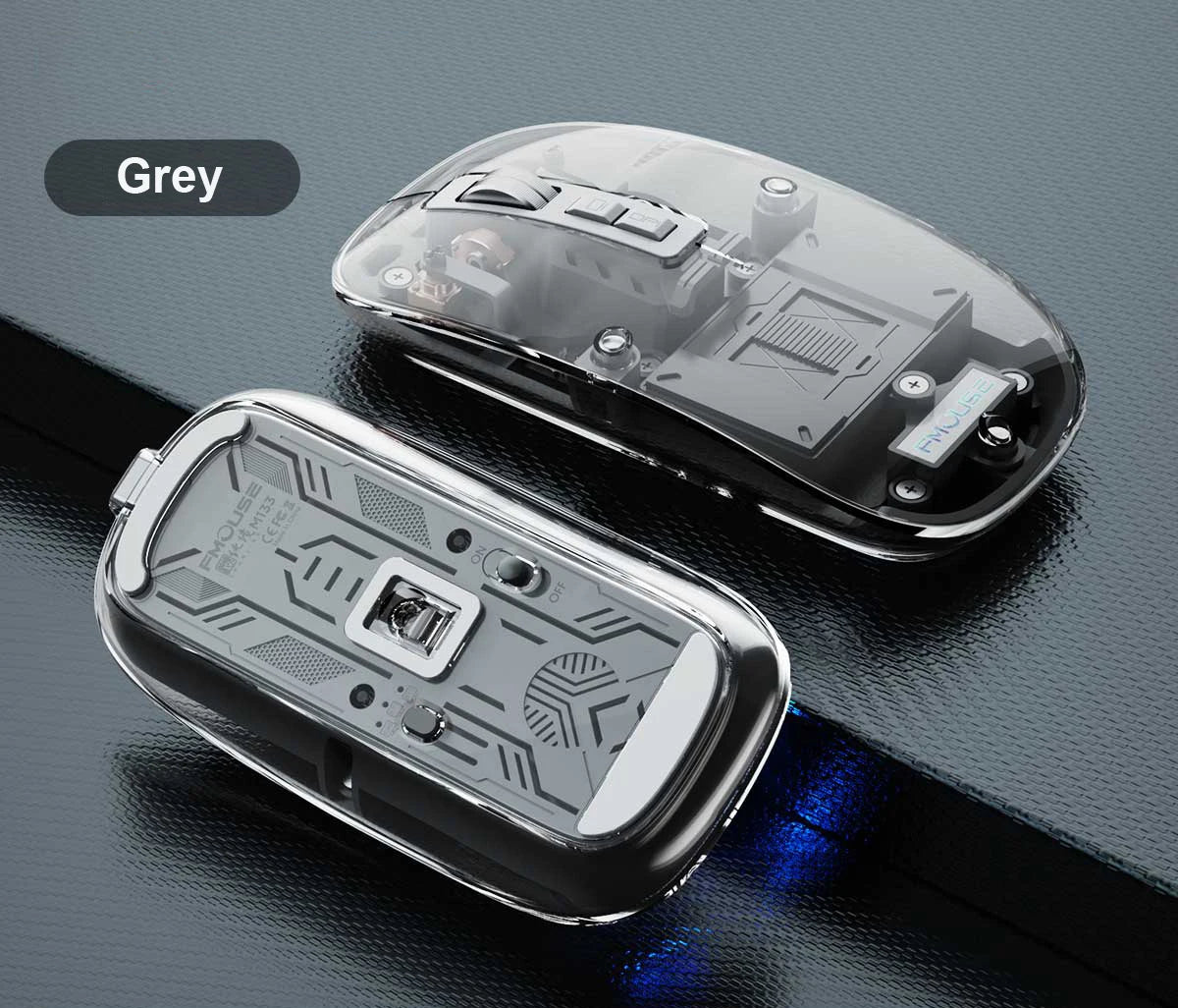 Transparent Wireless Mouse Bluetooth/2.4G Triple Mode Silent Rechargeable