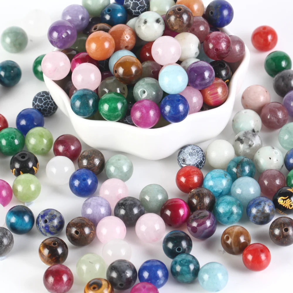 Natural Stone Beads 4-12MM Round Loose Gemstone for DIY Jewelry Making