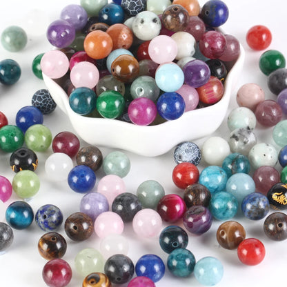 Natural Stone Beads 4-12MM Round Loose Gemstone for DIY Jewelry Making