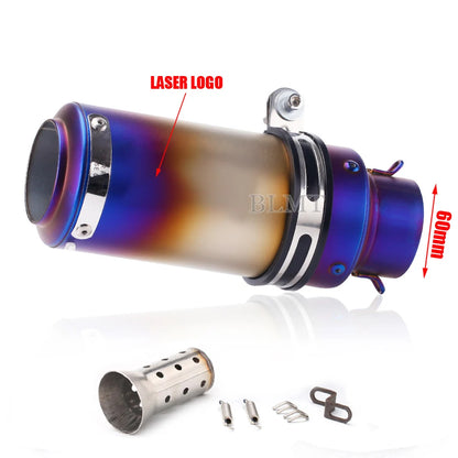Universal Stainless Steel Slip-On Exhaust Muffler Carbon Look with DB Killer 51-60mm