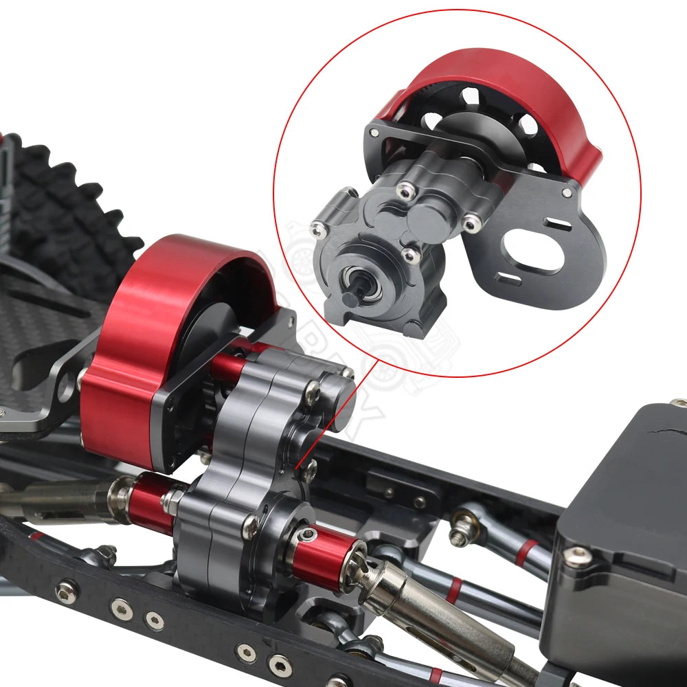 1/10 RC Crawler Metal Transmission Gearbox w/ Motor Gear for Axial SCX10