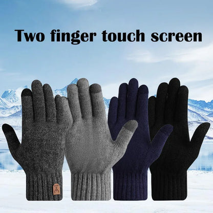 Men's Warm Wool Knitted Gloves Winter Touchscreen Thick Cold Proof Mittens