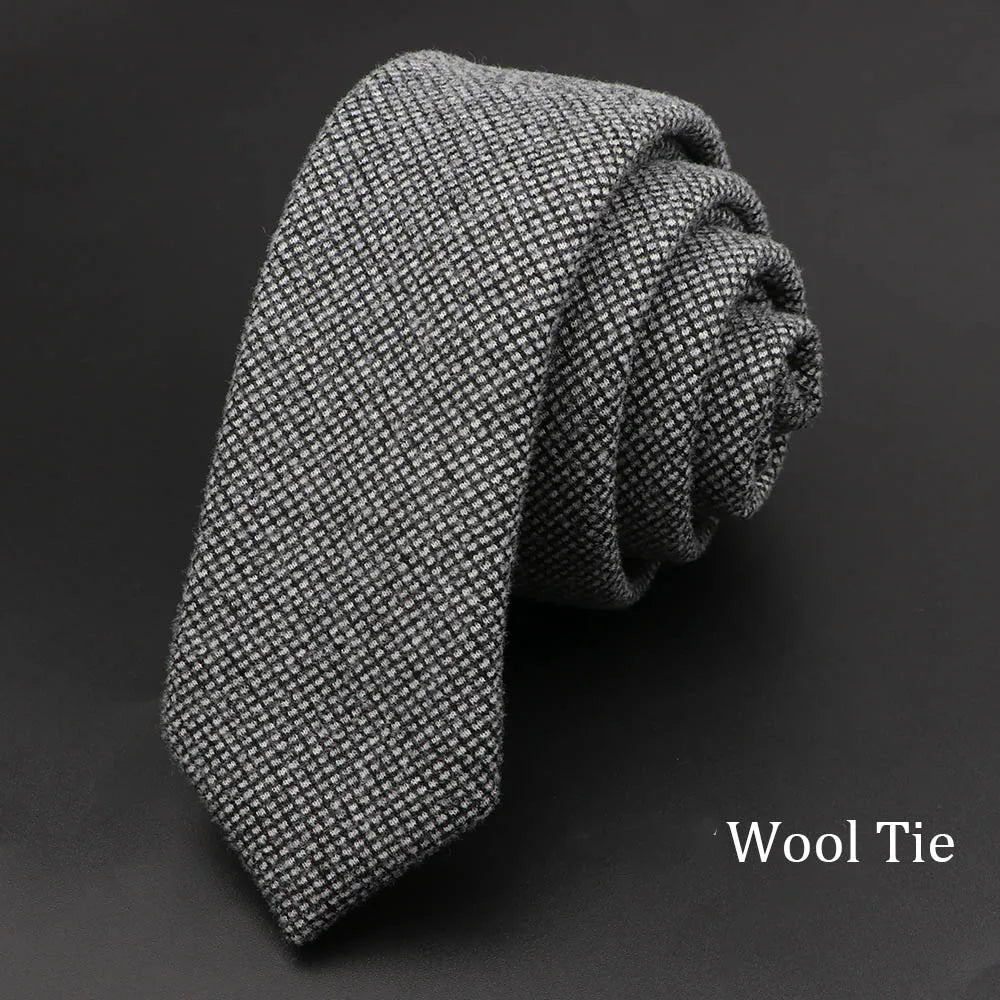 Men Necktie Wool Slim Brown Handmade Casual Ties Accessories
