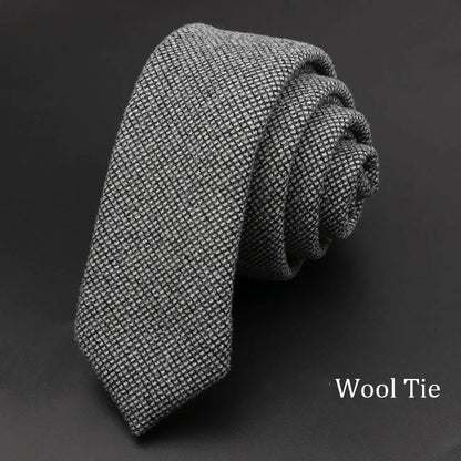 Men Necktie Wool Slim Brown Handmade Casual Ties Accessories