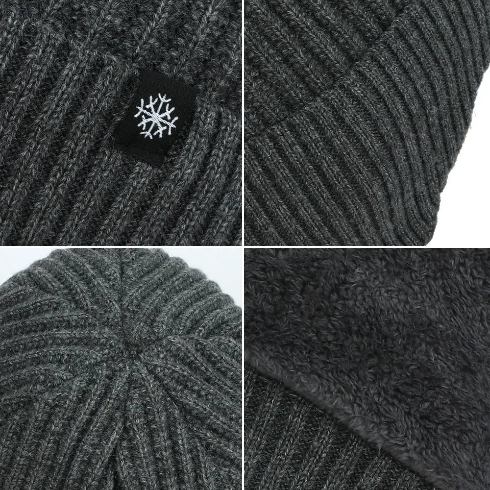 Ear Protection Winter Knitted Hat Men Plush Warm Beanie Cap Outdoor