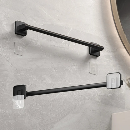 Self-Adhesive Bathroom Towel Rack No-Drill White Black Towel Bar Rail
