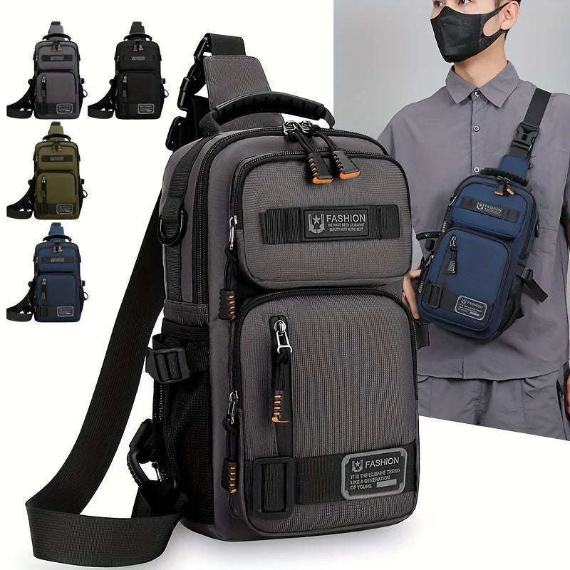 Men’s Molle Chest Bag Large Crossbody Waist Pack Hiking Travel Pouch