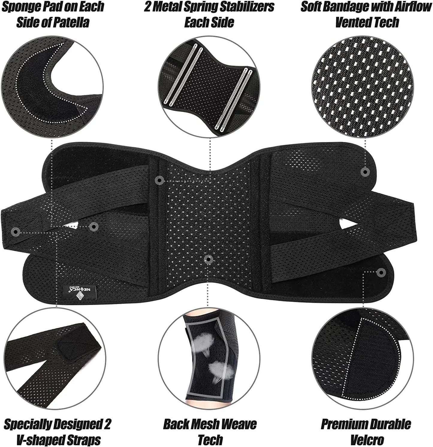 NEENCA Knee Brace for Knee Pain Compression Knee Support with Air Mesh Fabric Side Stabilizers Meniscus Tear ACL Arthritis Relie-EXPROTAS