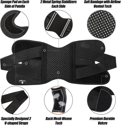NEENCA Knee Brace for Knee Pain Compression Knee Support with Air Mesh Fabric Side Stabilizers Meniscus Tear ACL Arthritis Relie-EXPROTAS