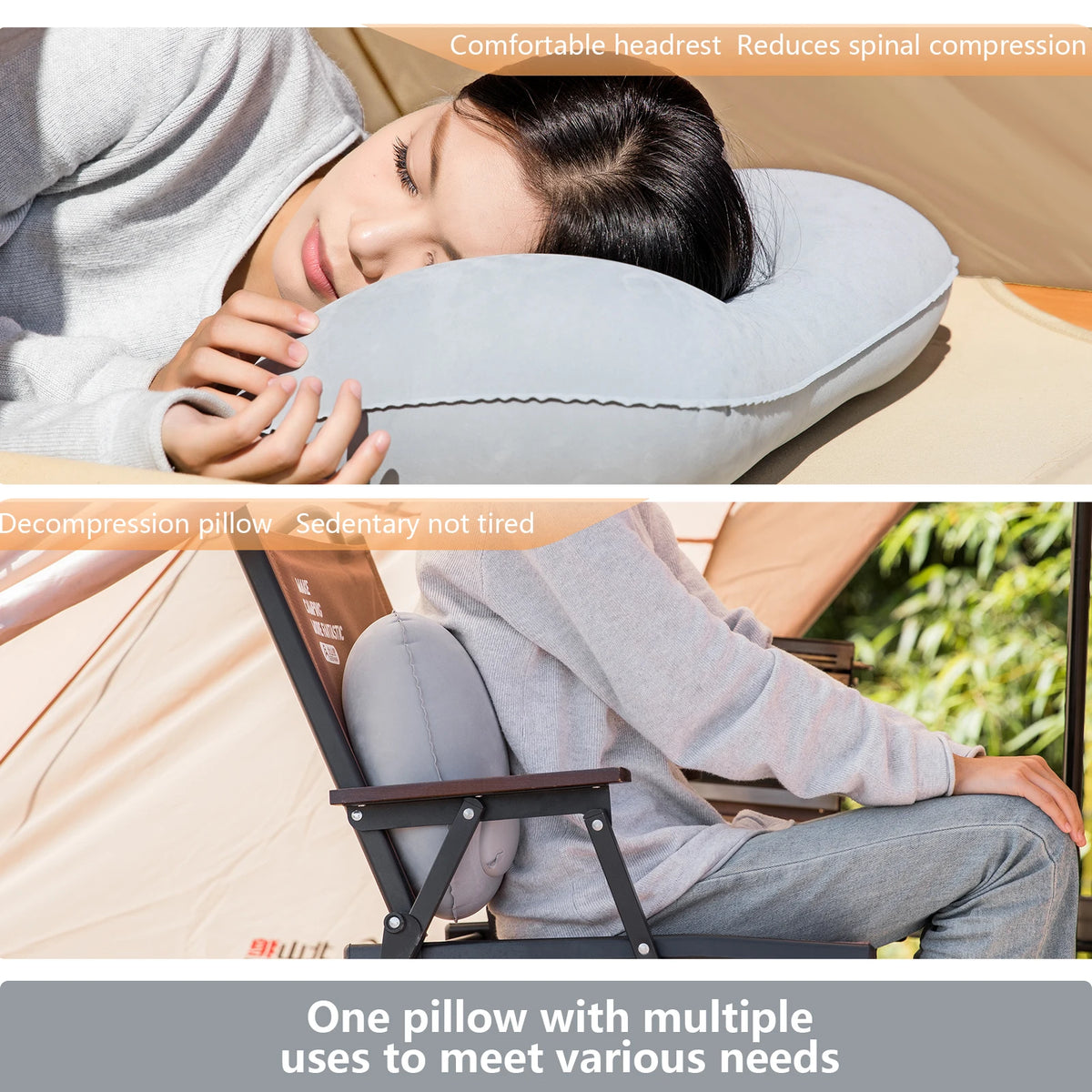 Inflatable Pillow Portable Camping Air Travel Ultralight Neck Support