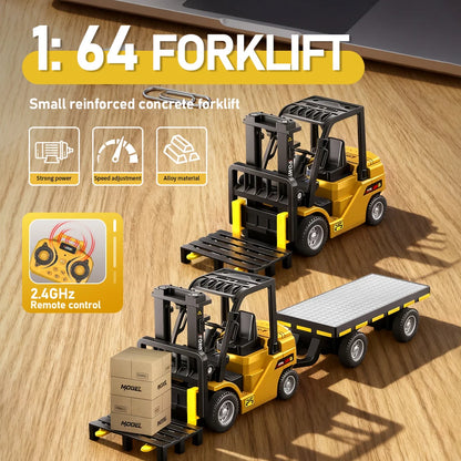 Bluetooth Remote Control Car 1:64 Mini Crane Forklift Alloy Toy
