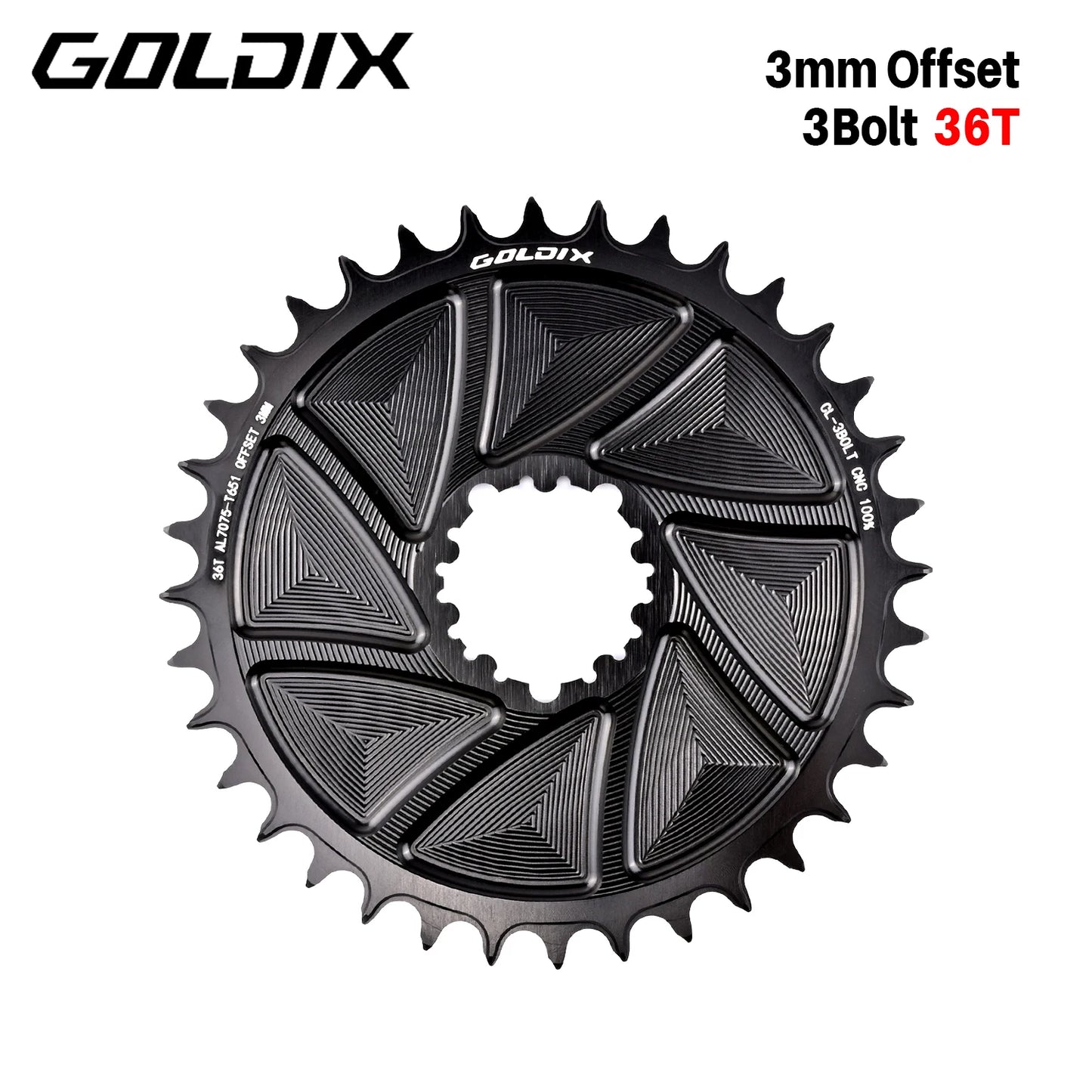 GOLDIX 3-Bolt AERO Chainring Narrow Wide CNC for SRAM Crankset Hollow Cut