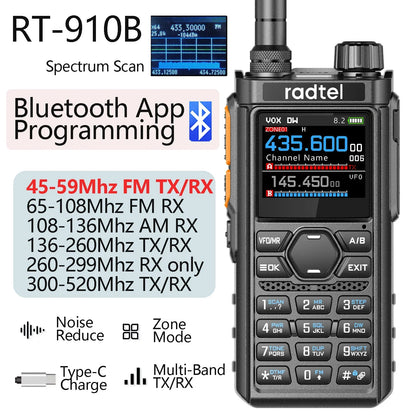 Walkie Talkie Radtel RT-910B 45-59Mhz 960 Channels Bluetooth Receiver