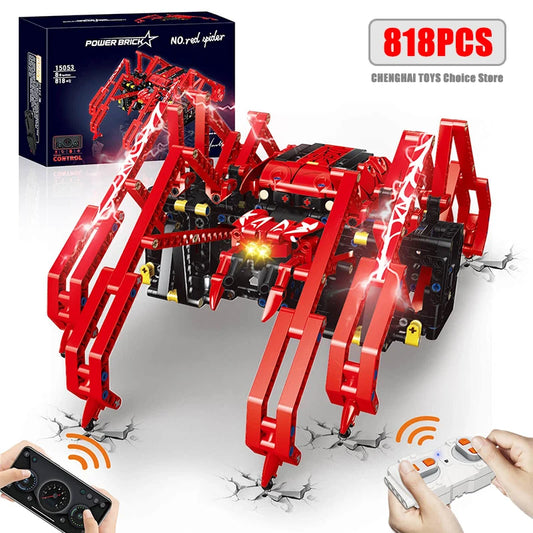818pcs Remote Control Red Spider STEM Robot Building Block Kit MOC Science Construction Play Sets Educational Toy for Kids Gifts-EXPROTAS