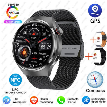 For Huawei GT4 PRO Smart Watch Men Watch 4 Pro AMOLED HD Screen Bluetooth Call GPS NFC Heart rate waterproof SmartWatch 2024 New-EXPROTAS