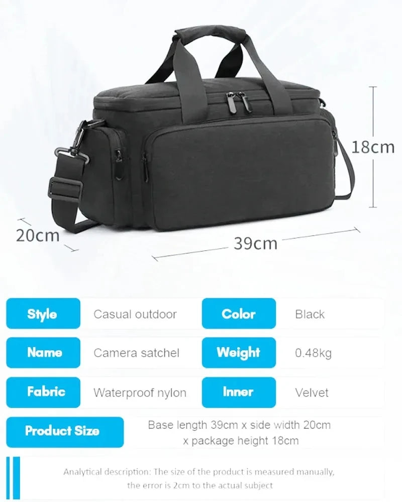 Camera Bag Shoulder Waterproof Case for DSLR Mirrorless - 39x20x18cm