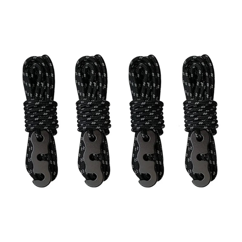 4PCS Reflective Tent Ropes with Buckles Windproof Camping Guy Lines Set