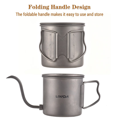 Titanium Pour Over Coffee Kettle 400/550/650ml Gooseneck Camping Tea Pot