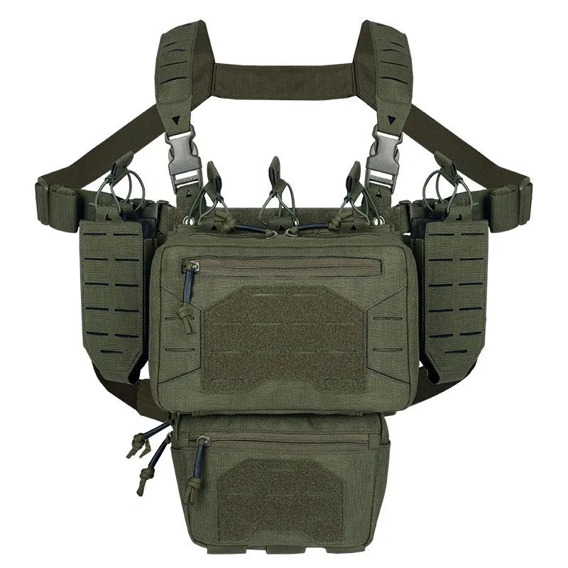 YAKEDA Tactical Chest Rig Vest Modular Molle w/ Mag Pouch Laser-Cut Adjustable