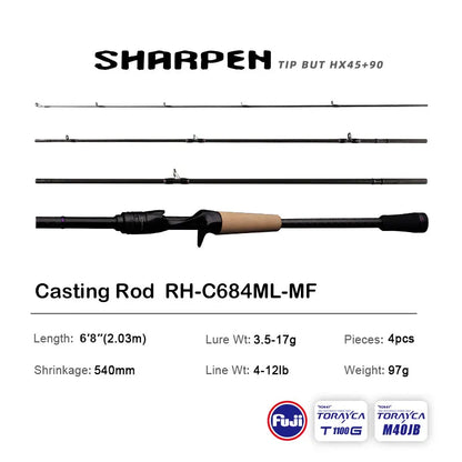 PURELURE SHARPEN Travel Rod XF/MF Action Spinning Casting Rod w/ FUJI Parts