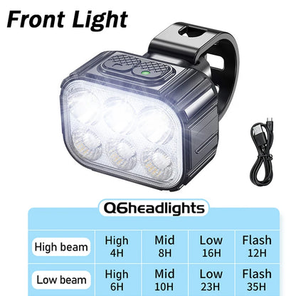 LED Bicycle Light Set Q6 Rechargeable Front Rear MTB Safety Lamps