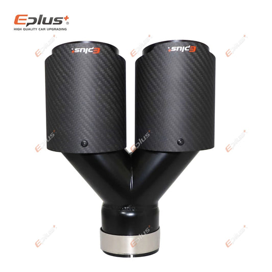 EPLUS Y-Shape Carbon Fiber Dual Exhaust Tip Matte Black Stainless Universal