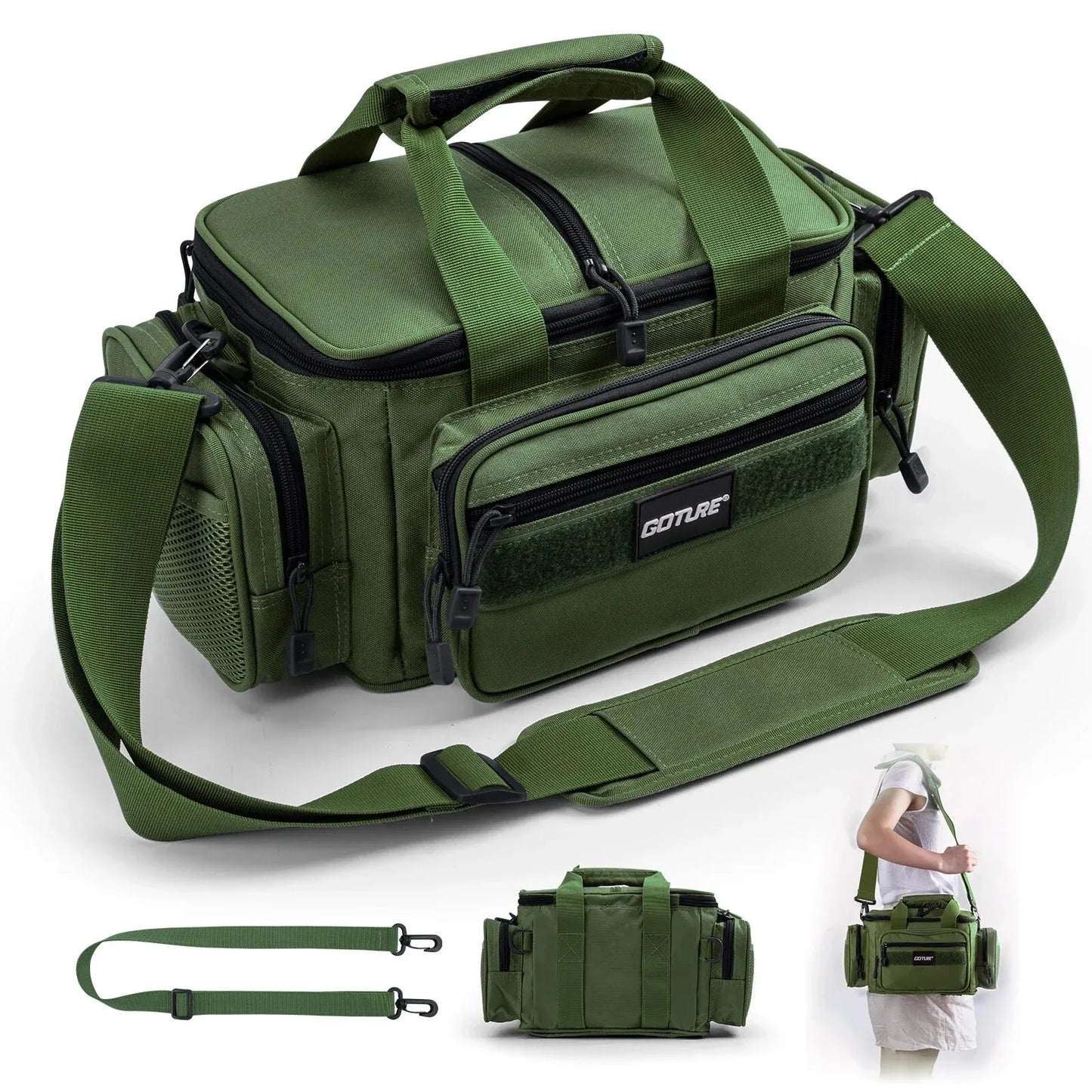 Fishing Tackle Bag Large Capacity Backpack 600D Oxford Waterproof Camping