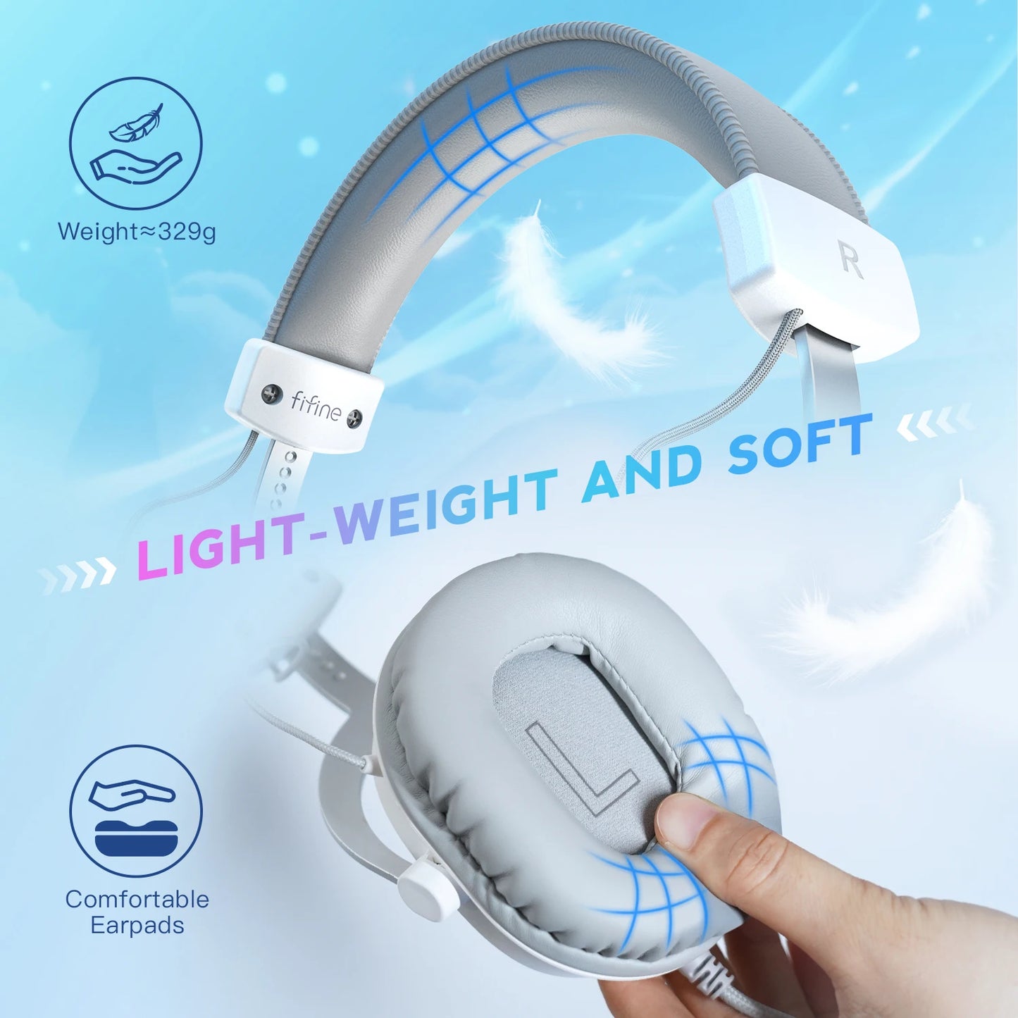FIFINE Ampligame H9W Wired Gaming Headset 7.1 Surround with Mic USB & 3.5mm for PC PS4/PS5 Xbox