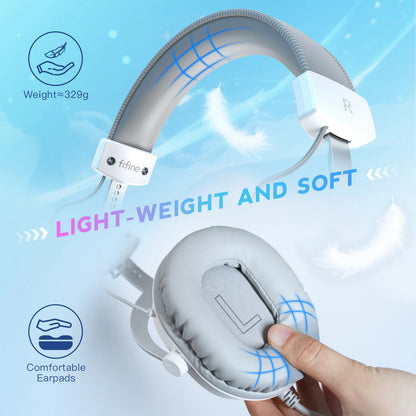 FIFINE Ampligame H9W Wired Gaming Headset 7.1 Surround with Mic USB & 3.5mm for PC PS4/PS5 Xbox