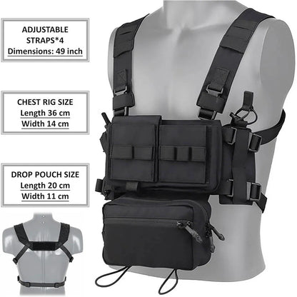 MOLLE Chest Rig Dangler Pouch Camo Vest Tactical Hunting Airsoft Training Bag