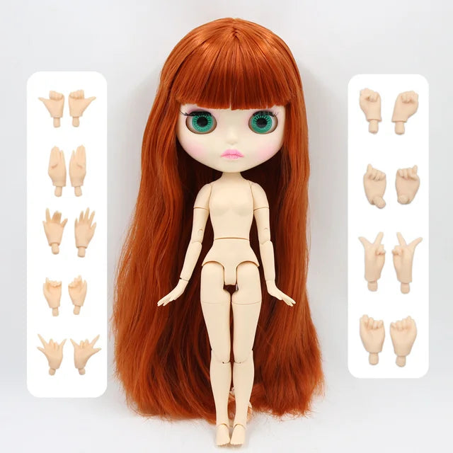 ICY DBS Blythe Doll 1/6 BJD OB24 Joint Body 30cm Red Brown Hair White Skin Toy