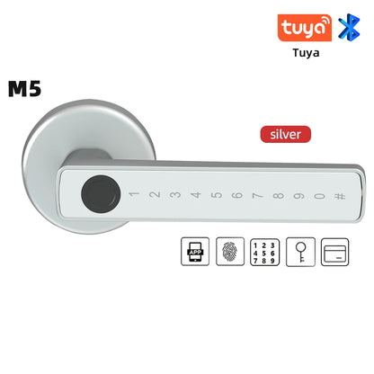 RAYKUBE Tuya BLE Fingerprint Door Lock Digital Electronic Lock with Password/Key/IC Card/ Smartlife/ Tuya APP Unlock-EXPROTAS