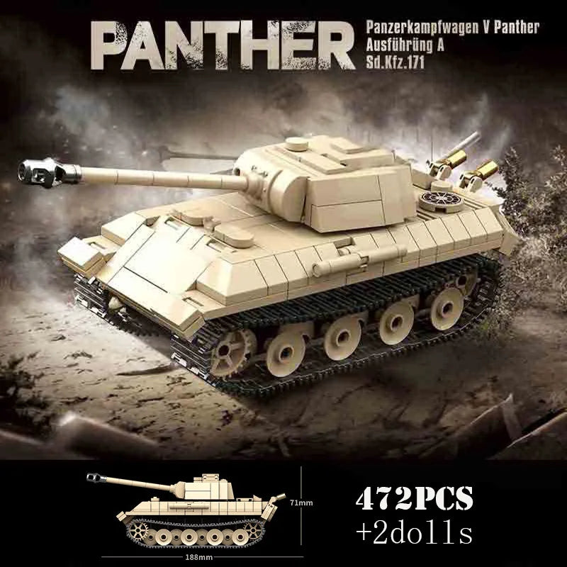 WW2 German Tiger I Tank Building Blocks Military Toy Set for Kids