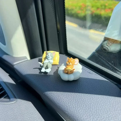 Cartoon Tom Cat Jerry Mouse Figurine Cute Desk Car Home Ornament Decoration Toy
