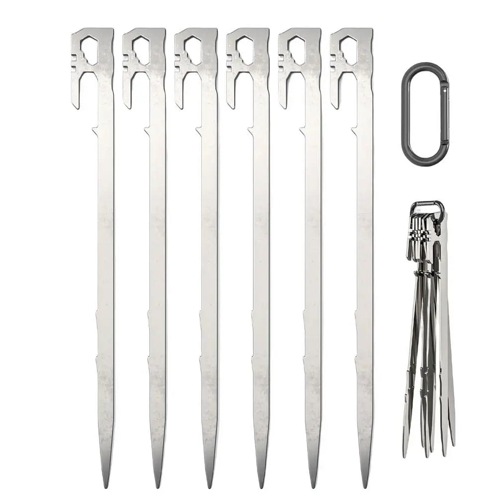 6Pcs Steel Tent Pegs 28cm Heavy Duty Ground Stakes for Camping Canopy Gazebo