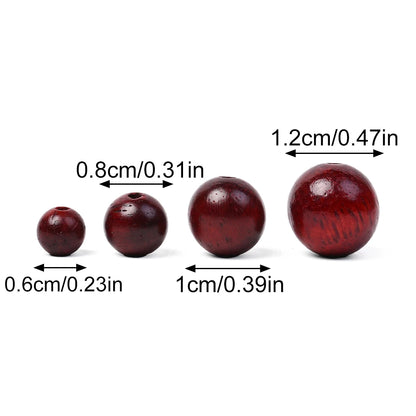 200Pcs Dark Brown Round Wooden Beads 6/8/10/12mm Loose Spacer for Jewellery