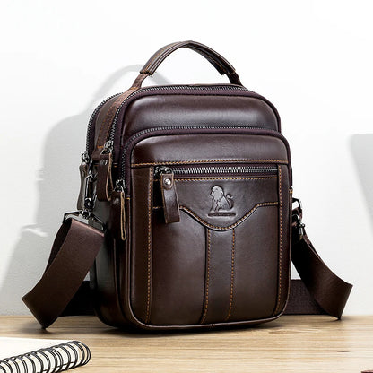 Men’s Crossbody Bag Retro Leather Shoulder Bag Fashion Top Layer Cowhide Satchel