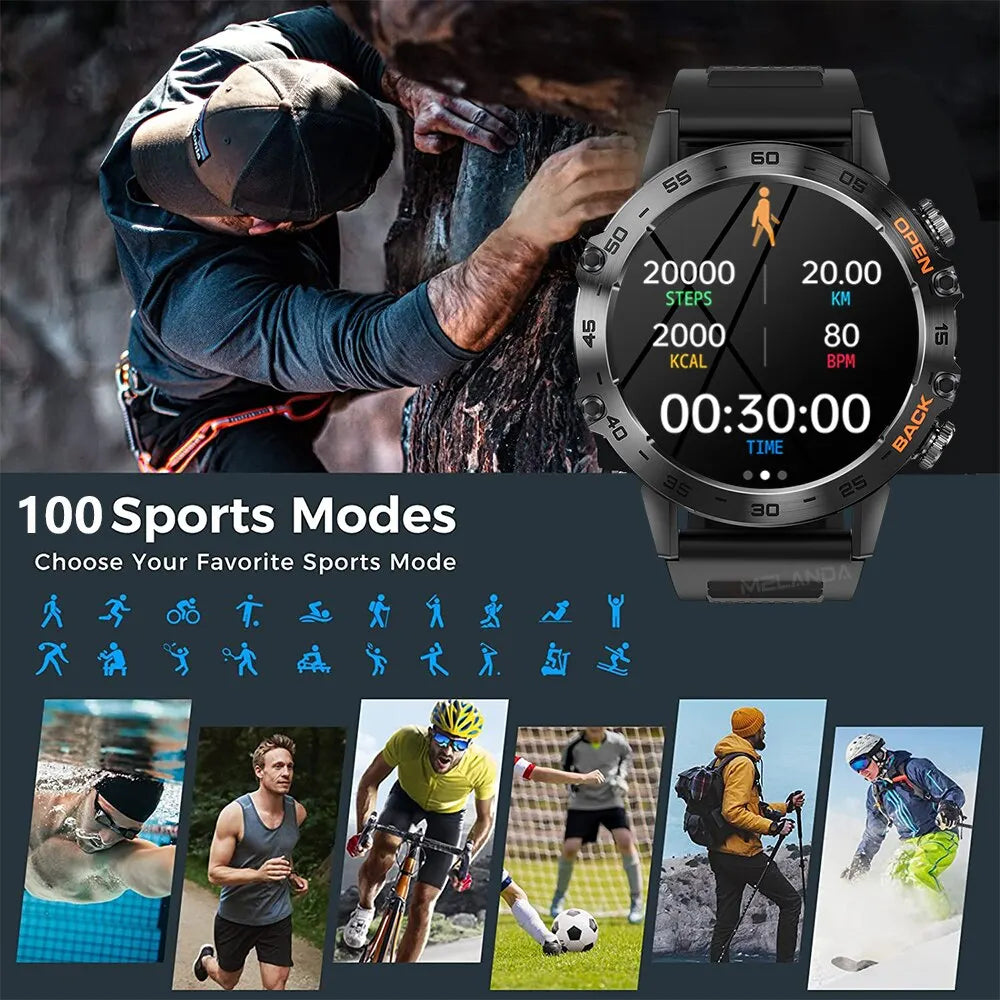 MELANDA Steel 1.39" Bluetooth Call Smart Watch Men Sports Fitness Tracker Watches IP67 Waterproof Smartwatch for Android IOS K52-EXPROTAS