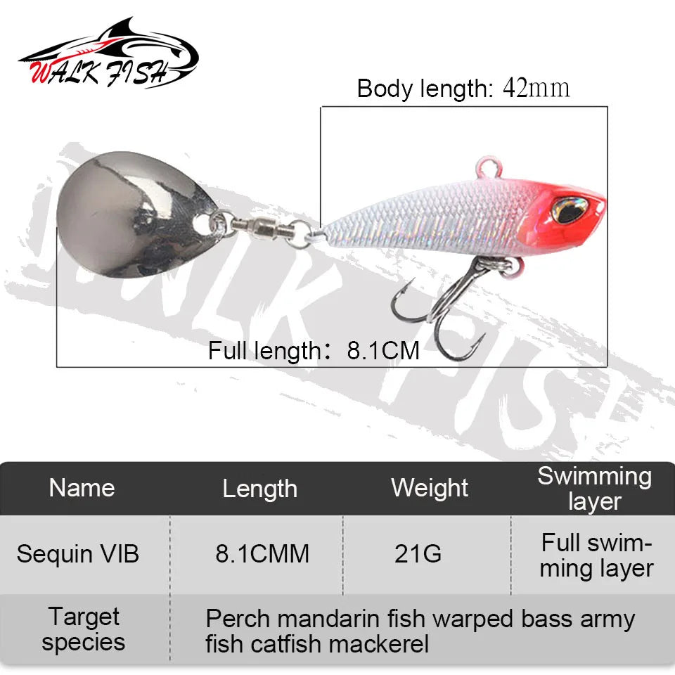 WALK FISH Metal VIB Spinner Lure 7g–21g Tail Vibration Trolling Bait