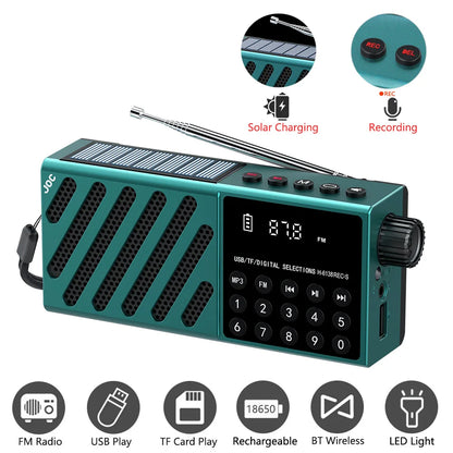 Rechargeable Bluetooth Speaker Portable Solar FM Radio USB Player Digital Music
