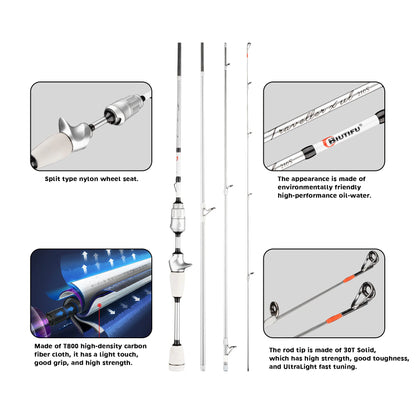 2.1m Lightweight Carbon Fishing Rod Portable Travel for Beginners Lure