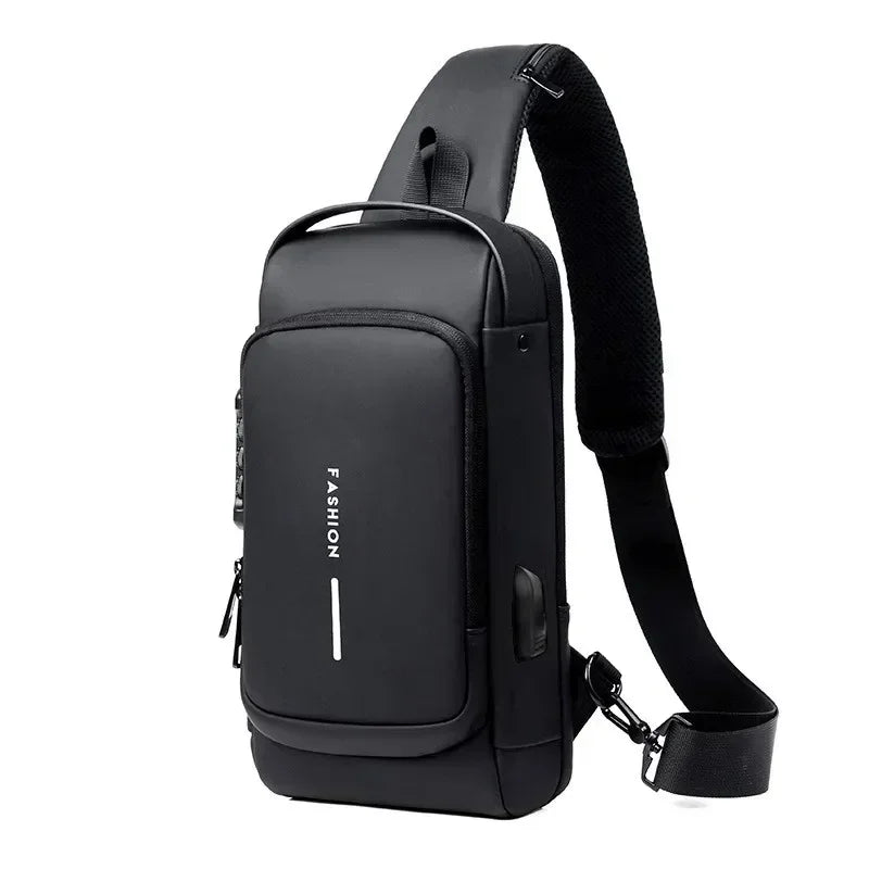 Men's Anti-Theft Chest Bag Crossbody Sling Pack with USB Charging