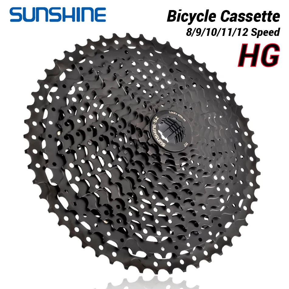 SUNSHINE Bicycle Cassette 8/9/10/11/12 Speed Black Compatible Shimano HG - EXPROTAS