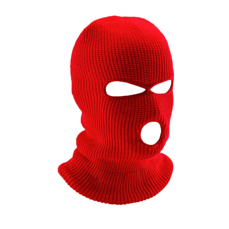 Motorcycle Windproof Full Face Knit Hats Custom SkiMask Men Warm Wool Balaclava embroidery Winter hats Knitted 3 Holes Ski Mask-EXPROTAS