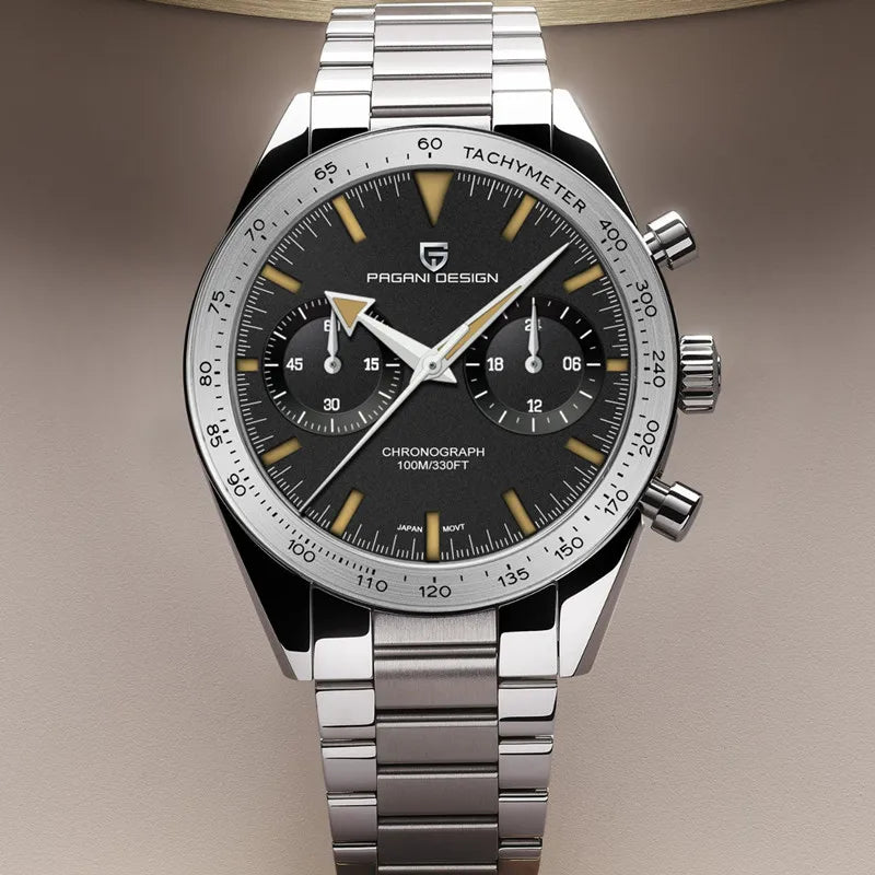 PAGANI DESIGN 2023 Mens watches Moon Quartz  Watch men speed Sport waterproof Chronograph AR Sapphire VK64 Steel Retro Luminous-EXPROTAS